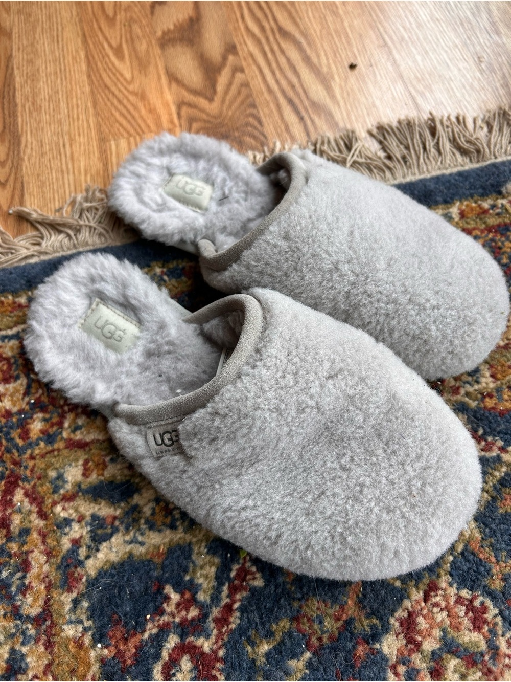 UGG Light Gray Shearling Slip-On Mule